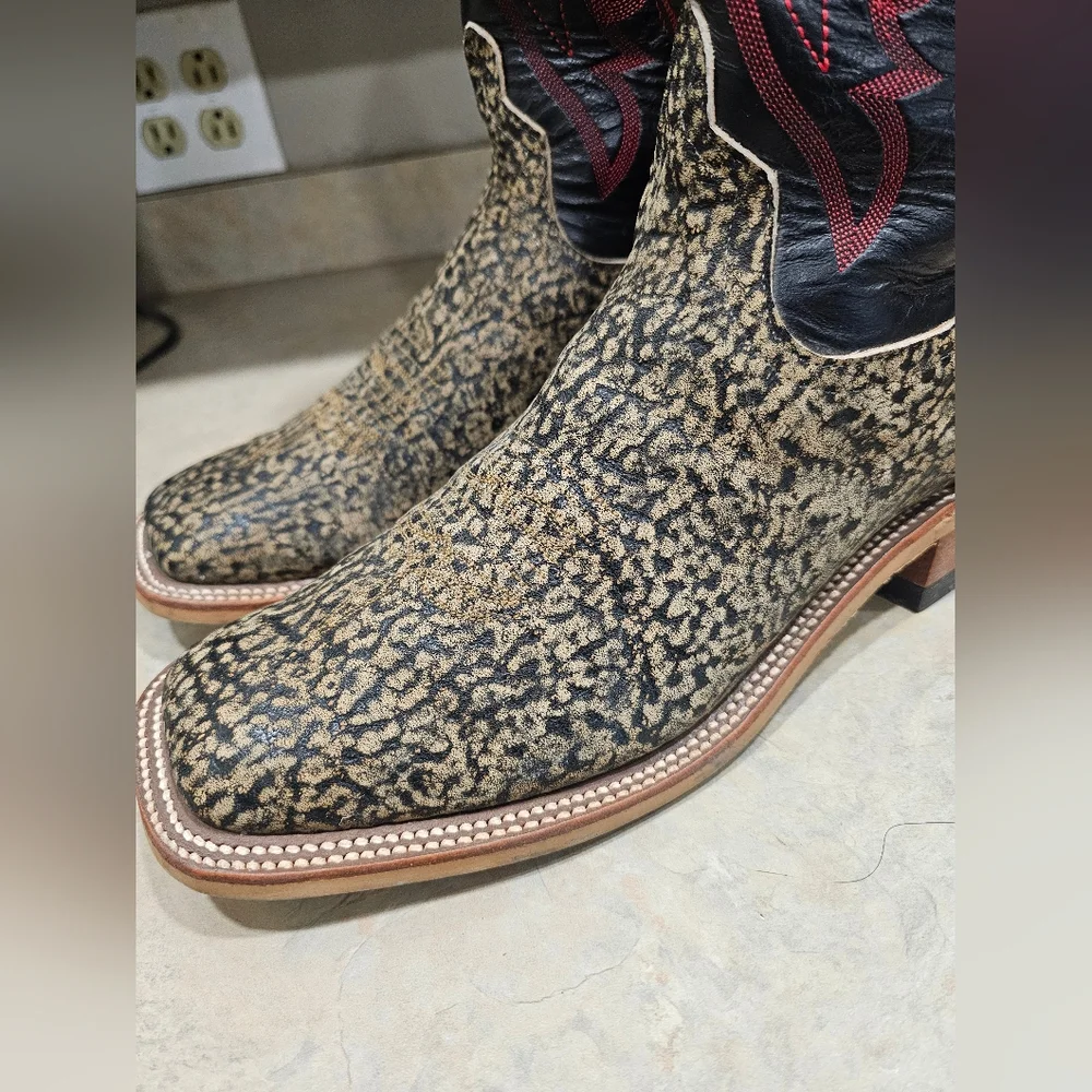 Men's 11.5 Anderson Bean Genuine Giraffe Square Toe Cowboy Boots - Picture 8 of 16